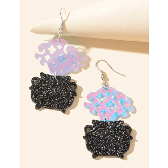 CAULDRON Halloween Witch Scary Earrings NEW - Picture 3 of 3